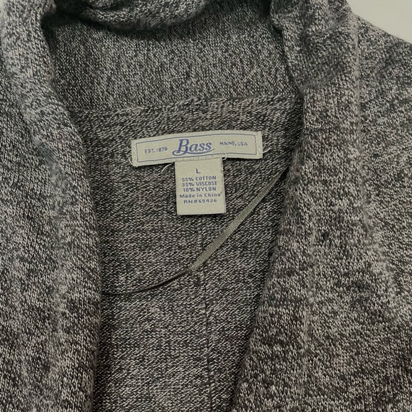 Bass Cardigan Sweater Dark Grey & Black Open Front Cotton Blend Women’s sz Large - Picture 6 of 16